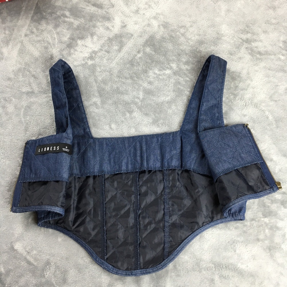 NWOT Lioness Blue Denim Corset Tank Top S Sleeveless Bodice Summer‎ Punk Rock - Picture 11 of 16